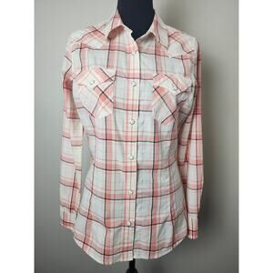Wrangler Retro Women's Long Sleeve Plaid Pearl Snap Shirt Small Multi-Color